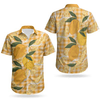 Alani Hawaiian Mango Palaka Couples Matching Puletasi and Hawaiian Shirt Aloha Hibiscus Pikake Lei