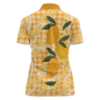 Alani Hawaiian Mango Palaka Women Polo Shirt Aloha Hibiscus Pikake Lei