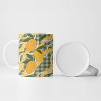 Uliuli Ahiahia Hawaiian Mango Palaka Ceramic Mug Aloha Hibiscus Pikake Lei