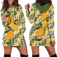 Uliuli Ahiahia Hawaiian Mango Palaka Hoodie Dress Aloha Hibiscus Pikake Lei LT9 - Polynesian Pride