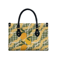 Uliuli Ahiahia Hawaiian Mango Palaka Leather Bag Aloha Hibiscus Pikake Lei