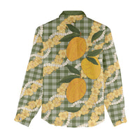 Uliuli Ahiahia Hawaiian Mango Palaka Women Casual Shirt Aloha Hibiscus Pikake Lei