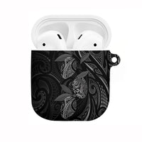 Hawaiian Mango Tribal Tattoo AirPods Case Black White Pacific Traditional Pattern