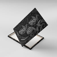 Hawaiian Mango Tribal Tattoo Canvas Wall Art Black White Pacific Traditional Pattern