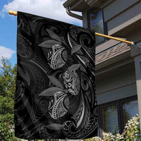 Hawaiian Mango Tribal Tattoo Garden Flag Black White Pacific Traditional Pattern