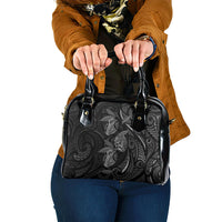 Hawaiian Mango Tribal Tattoo Shoulder Handbag Black White Pacific Traditional Pattern