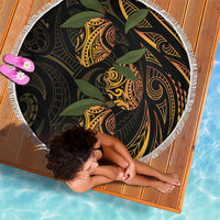 Hawaiian Mango Tribal Tattoo Beach Blanket Gold Pacific Traditional Pattern