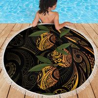 Hawaiian Mango Tribal Tattoo Beach Blanket Gold Pacific Traditional Pattern
