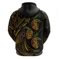 Hawaiian Mango Tribal Tattoo Hoodie Gold Pacific Traditional Pattern