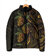 Hawaiian Mango Tribal Tattoo Padded Jacket Gold Pacific Traditional Pattern