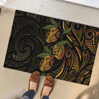 Hawaiian Mango Tribal Tattoo Rubber Doormat Gold Pacific Traditional Pattern