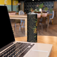Hawaiian Mango Tribal Tattoo Skinny Tumbler Gold Pacific Traditional Pattern