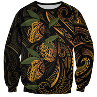 Hawaiian Mango Tribal Tattoo Sweatshirt Gold Pacific Traditional Pattern