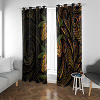 Hawaiian Mango Tribal Tattoo Window Curtain Gold Pacific Traditional Pattern