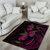 Hawaiian Mango Tribal Tattoo Area Rug Pink Pacific Traditional Pattern