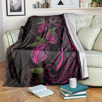 Hawaiian Mango Tribal Tattoo Blanket Pink Pacific Traditional Pattern
