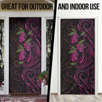 Hawaiian Mango Tribal Tattoo Door Cover Pink Pacific Traditional Pattern