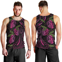 Hawaiian Mango Tribal Tattoo Men Tank Top Pink Pacific Traditional Pattern
