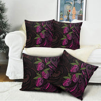 Hawaiian Mango Tribal Tattoo Pillow Cover Pink Pacific Traditional Pattern