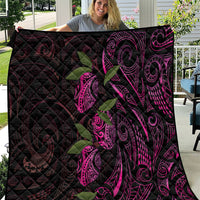 Hawaiian Mango Tribal Tattoo Quilt Pink Pacific Traditional Pattern