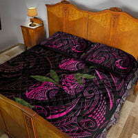 Hawaiian Mango Tribal Tattoo Quilt Bed Set Pink Pacific Traditional Pattern