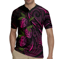 Hawaiian Mango Tribal Tattoo Rugby Jersey Pink Pacific Traditional Pattern