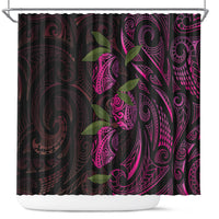 Hawaiian Mango Tribal Tattoo Shower Curtain Pink Pacific Traditional Pattern