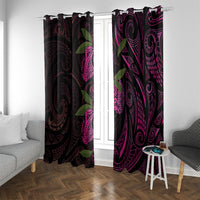 Hawaiian Mango Tribal Tattoo Window Curtain Pink Pacific Traditional Pattern