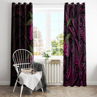 Hawaiian Mango Tribal Tattoo Window Curtain Pink Pacific Traditional Pattern