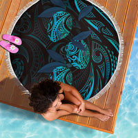 Hawaiian Mango Tribal Tattoo Beach Blanket Teal Pacific Traditional Pattern