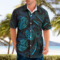 Hawaiian Mango Tribal Tattoo Hawaiian Shirt Teal Pacific Traditional Pattern