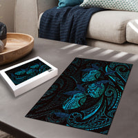Hawaiian Mango Tribal Tattoo Puzzle Teal Pacific Traditional Pattern