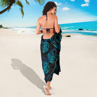 Hawaiian Mango Tribal Tattoo Sarong Teal Pacific Traditional Pattern