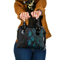 Hawaiian Mango Tribal Tattoo Shoulder Handbag Teal Pacific Traditional Pattern