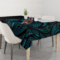 Hawaiian Mango Tribal Tattoo Tablecloth Teal Pacific Traditional Pattern
