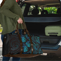 Hawaiian Mango Tribal Tattoo Travel Bag Teal Pacific Traditional Pattern