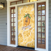 Hawaiian Mango Ukulele Door Cover Retro Yellow Hibiscus Pikake Lei