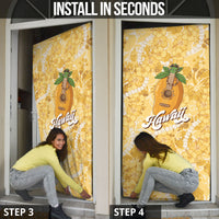 Hawaiian Mango Ukulele Door Cover Retro Yellow Hibiscus Pikake Lei