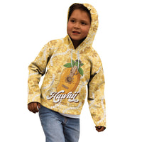 Hawaiian Mango Ukulele Kid Hoodie Retro Yellow Hibiscus Pikake Lei