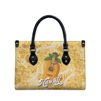 Hawaiian Mango Ukulele Leather Bag Retro Yellow Hibiscus Pikake Lei