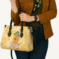 Hawaiian Mango Ukulele Leather Bag Retro Yellow Hibiscus Pikake Lei