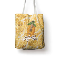 Hawaiian Mango Ukulele Tote Bag Retro Yellow Hibiscus Pikake Lei
