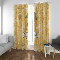 Hawaiian Mango Ukulele Window Curtain Retro Yellow Hibiscus Pikake Lei