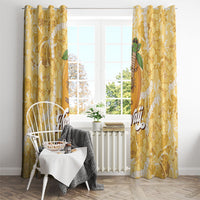 Hawaiian Mango Ukulele Window Curtain Retro Yellow Hibiscus Pikake Lei