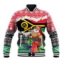 Personalised Vanuatu Joyeux Noel Baseball Jacket Proud To Be a Ni-Van Sand Drawing Art LT9 Unisex Red - Polynesian Pride
