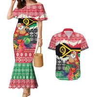Personalised Vanuatu Joyeux Noel Couples Matching Mermaid Dress and Hawaiian Shirt Proud To Be a Ni-Van Sand Drawing Art - Polynesian Pride