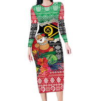 Personalised Vanuatu Joyeux Noel Family Matching Long Sleeve Bodycon Dress and Hawaiian Shirt Proud To Be a Ni-Van Sand Drawing Art - Polynesian Pride