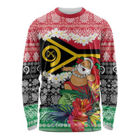 Personalised Vanuatu Joyeux Noel Long Sleeve Shirt Proud To Be a Ni-Van Sand Drawing Art LT9 Unisex Red - Polynesian Pride
