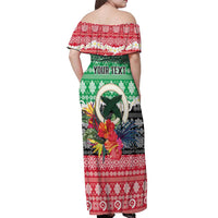 Personalised Vanuatu Joyeux Noel Off Shoulder Maxi Dress Proud To Be a Ni-Van Sand Drawing Art LT9 - Polynesian Pride