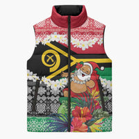 Personalised Vanuatu Joyeux Noel Sleeveless Puffer Jacket Proud To Be a Ni-Van Sand Drawing Art LT9 Unisex Red - Polynesian Pride